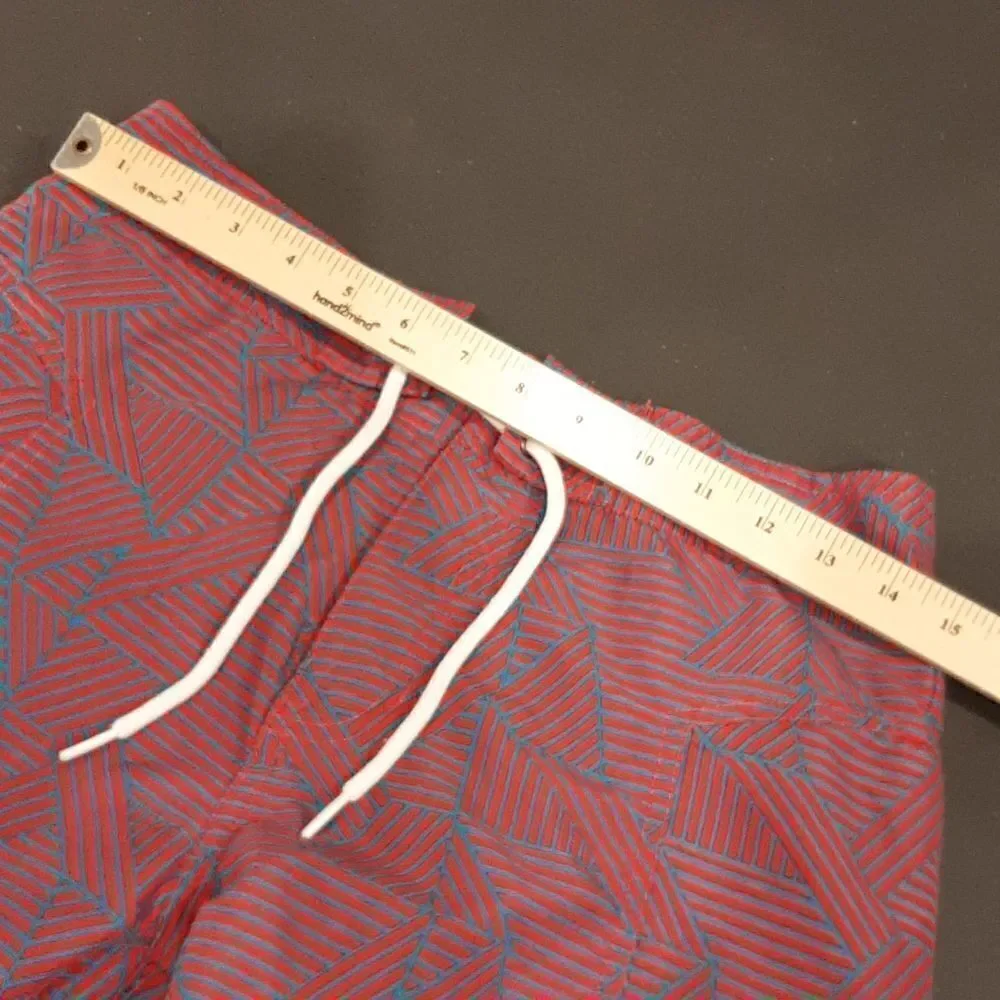 Trunks Surf and Swim Co. Aqua and Red Striped Pattern Trunks